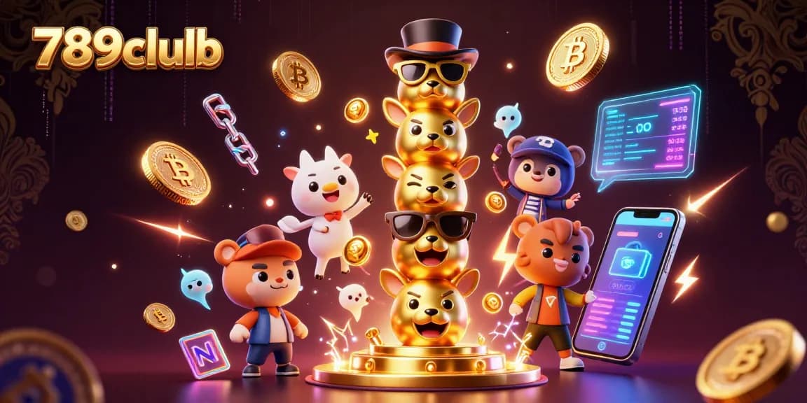 Win big with 789clubb as cartoon totem pole and crypto coins bring excitement to online gaming.