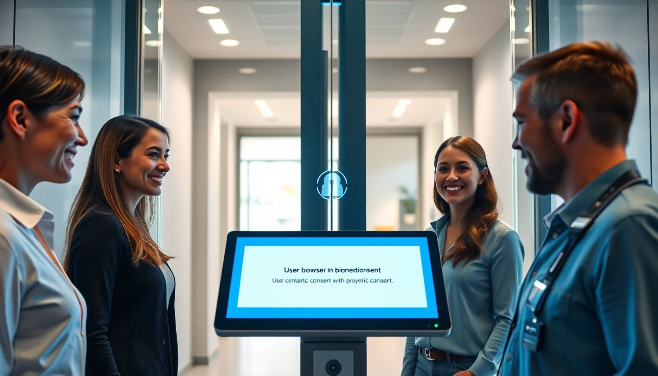Facial recognition attendance system utilized at an office entrance, through user-initiated biometric check-in.
