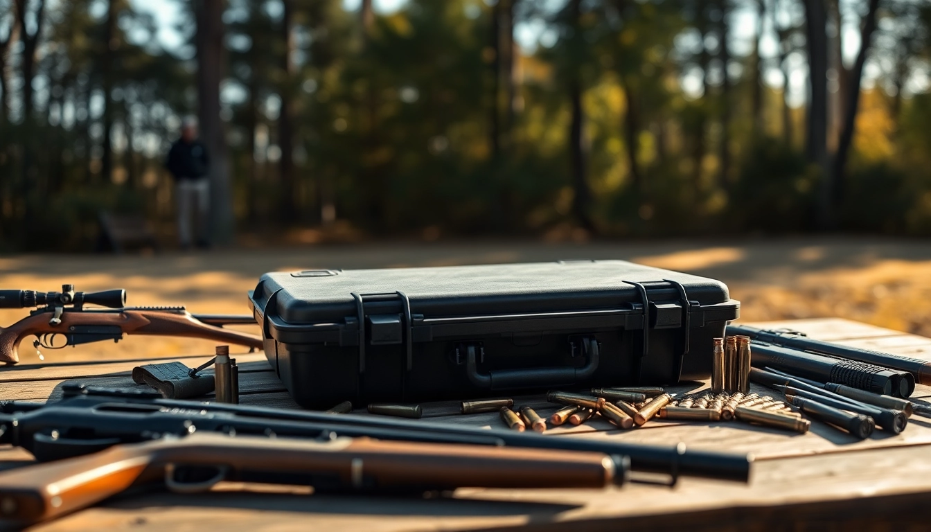 Shop the premium pelican gun case for sale, showcasing its rugged design in an outdoor setting.