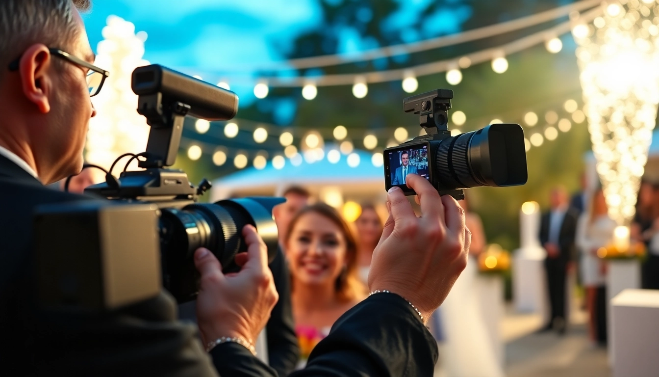 Event videography services showcase a couple celebrating their special moment with professional videography.