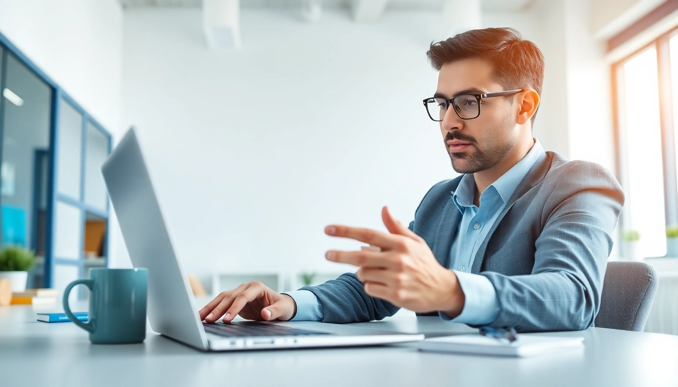 Complete the eta uk application form efficiently on a laptop in a modern office setting.