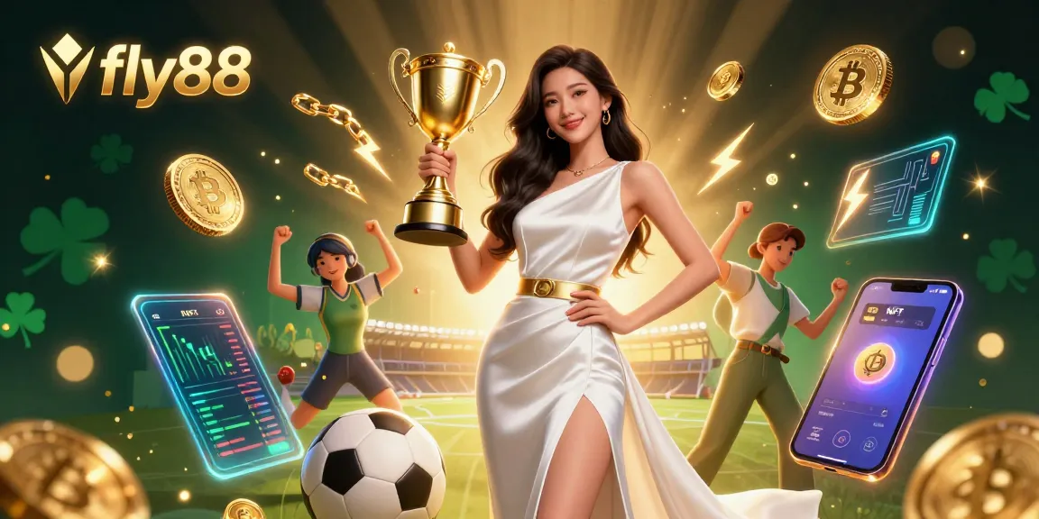 Experience thrilling wins at fly88 with a stunning Asian woman celebrating victory in a vibrant casino scene.