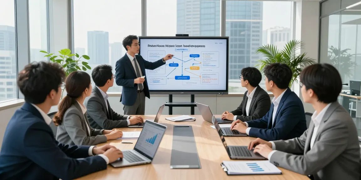 Strategic meeting showcasing a joint venture loan program proposal in a modern corporate office setting.
