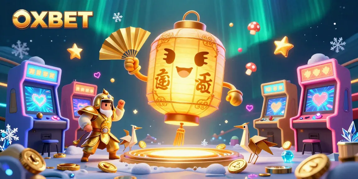 Play exciting games at OXBET casino with a vibrant 3D scene showcasing interactive elements.