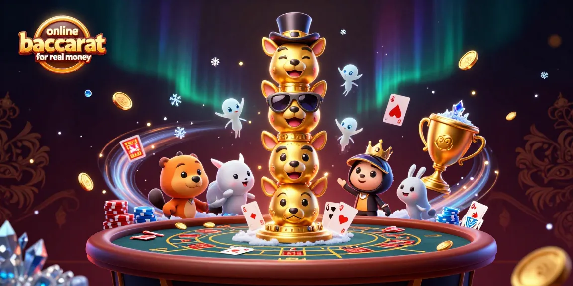 Experience the thrill of online baccarat for real money in this vibrant 3D casino scene.