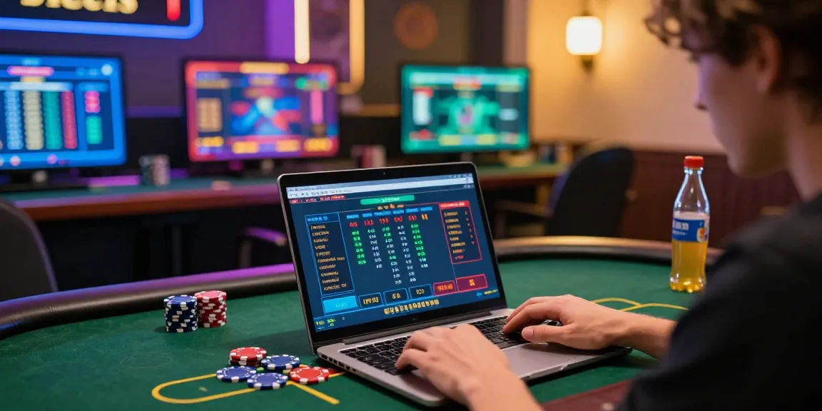 Engaged player analyzing Baccarat game statistics at a modern setup.