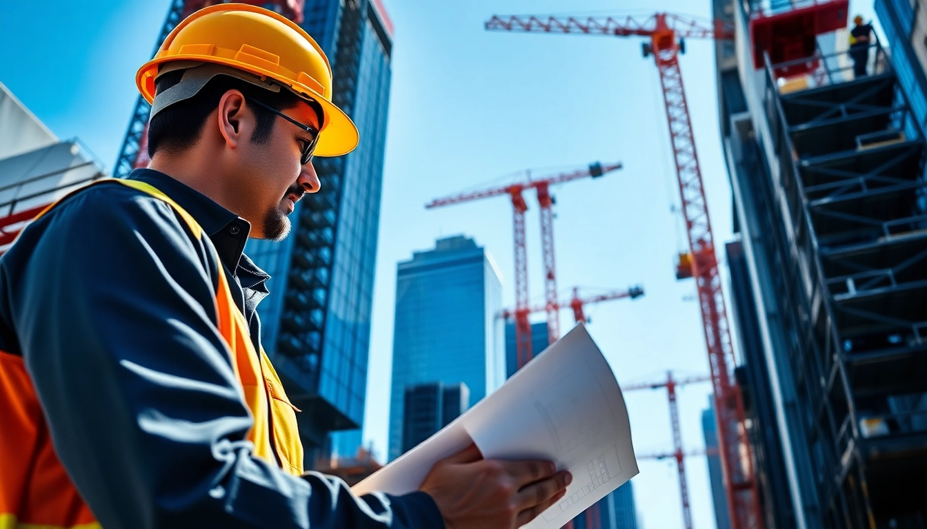 Manhattan General Contractor managing construction activities amid urban skyline.