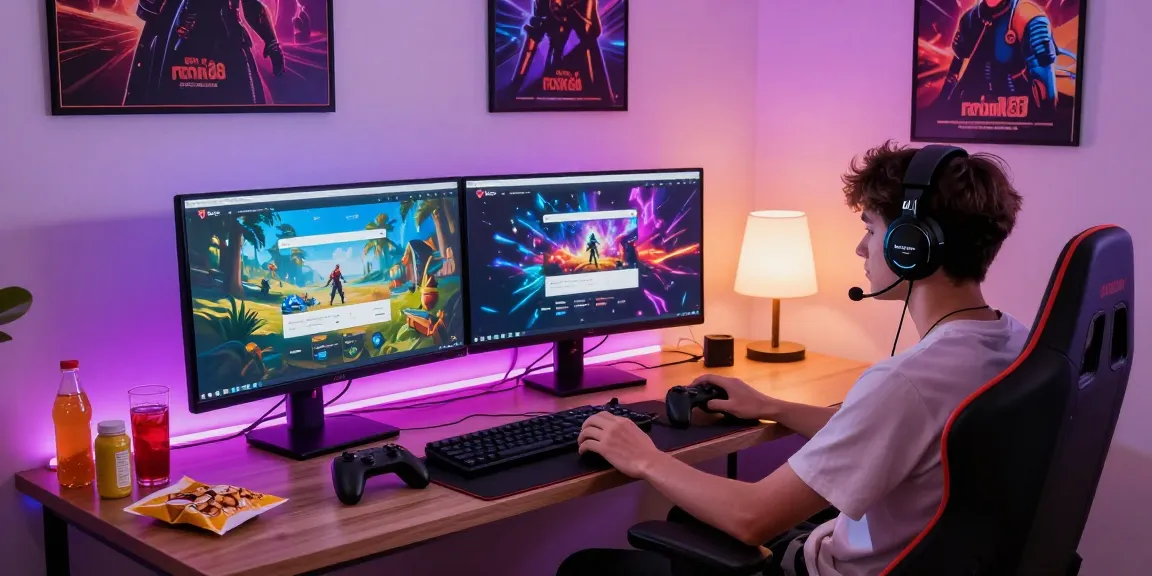 rokok88 login interface on dual monitors in vibrant gaming setup.