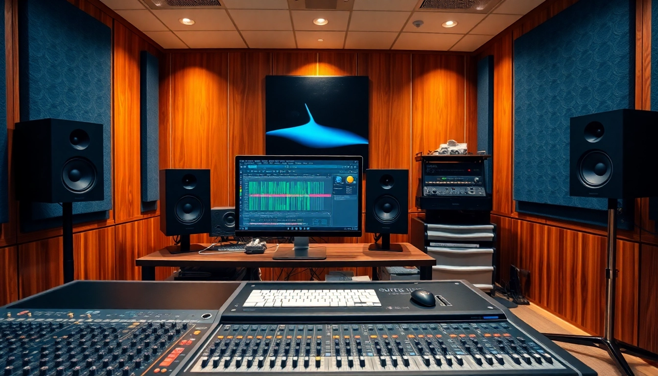 Online mastering services showcased in a professional audio studio environment.