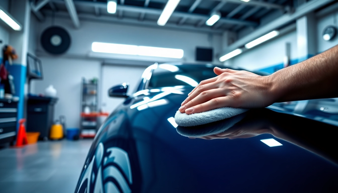Best car detailing Chattanooga TN with a professional detailing setup showcasing a shiny vehicle and tools.