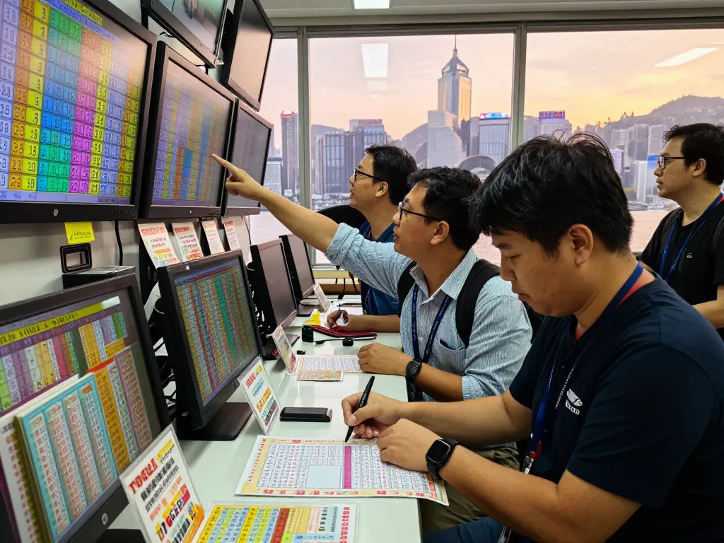 Kegembiraan Togel Hongkong saat pemain lotere memeriksa hasil di kantor yang dinamis.
