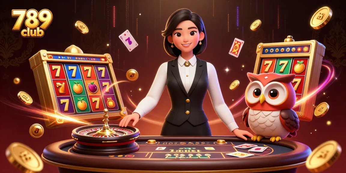 Experience the excitement of 789 club with a captivating casino scene featuring a dealer and game elements.