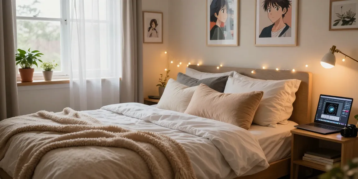 Custom body pillows on a stylish bed in a cozy bedroom.