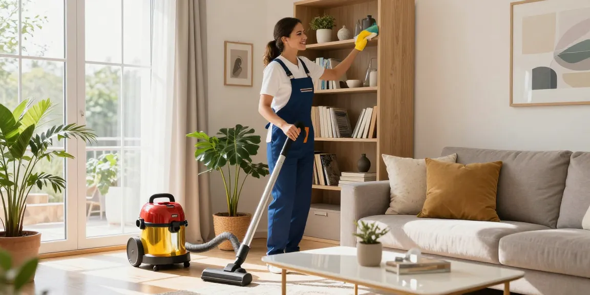 Professional cleaning service in action, showcasing reinigungen bern with a meticulous cleaner enhancing a bright, welcoming living space.