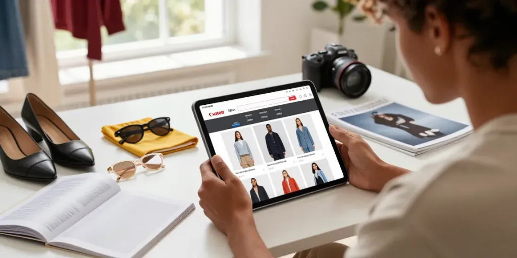 Vibrant online shopping scene with rokok88 fashion trends