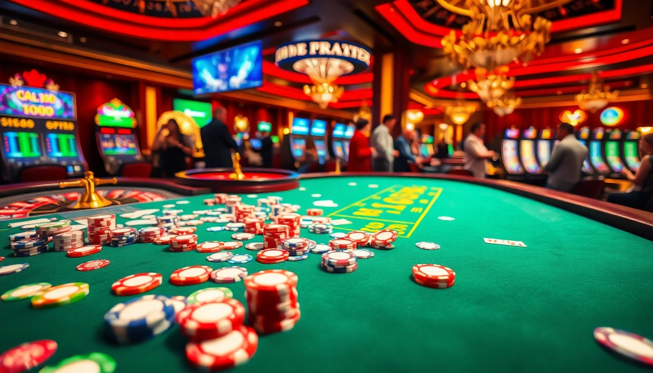 Experience the excitement of GG 88 at a luxurious casino with vibrant poker tables and roulette.
