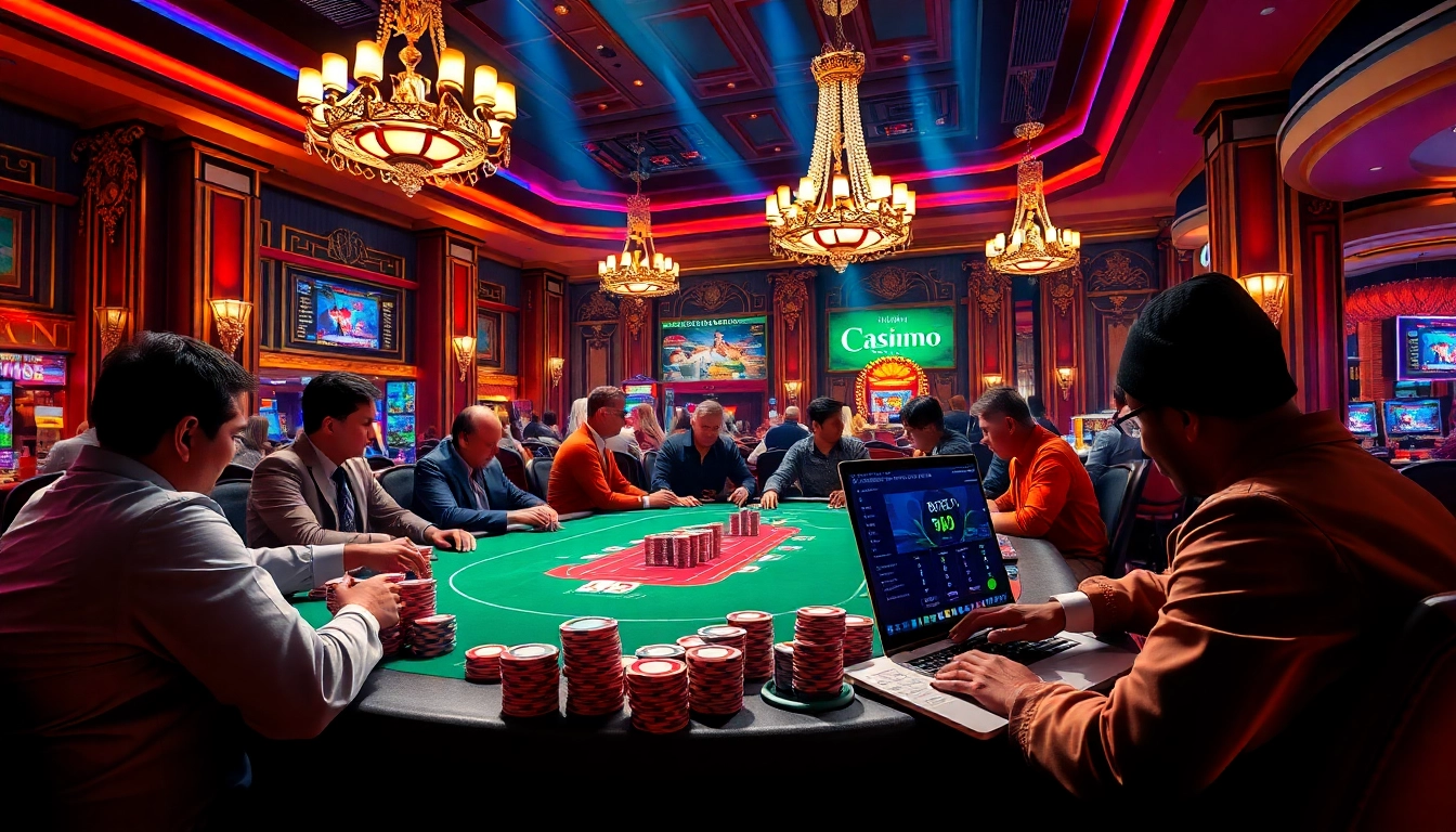 Exciting poker table at a luxury casino featuring B52 gaming elements for premier gaming experience.