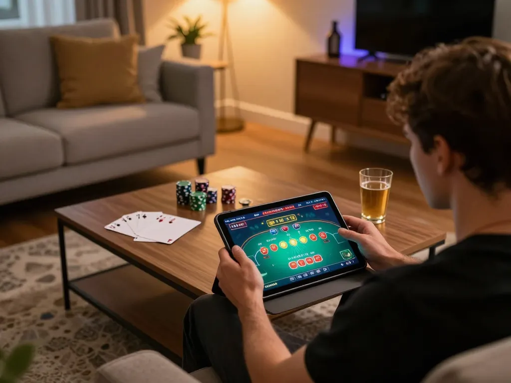 Engaging in online poker at home with lv88 tablet app for strategic betting and fun.