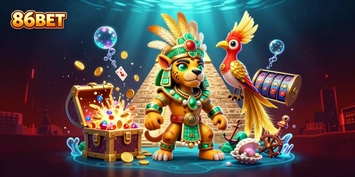 Experience the excitement of 86BET with dynamic casino elements and vibrant characters.